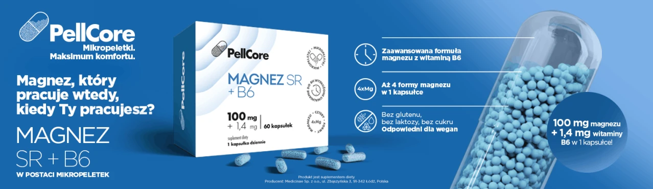 PellCore Magnez SR + B6, 60 kapsułek